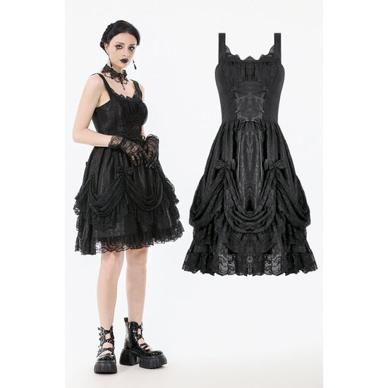 Dark in Love Women's Lolita Dress Shadow Lament Ruched UK 8-18 - QHA UK