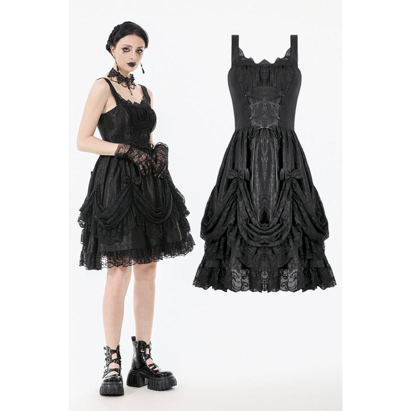 Dark in Love Women's Lolita Dress Shadow Lament Ruched UK 8-18 - QHA UK