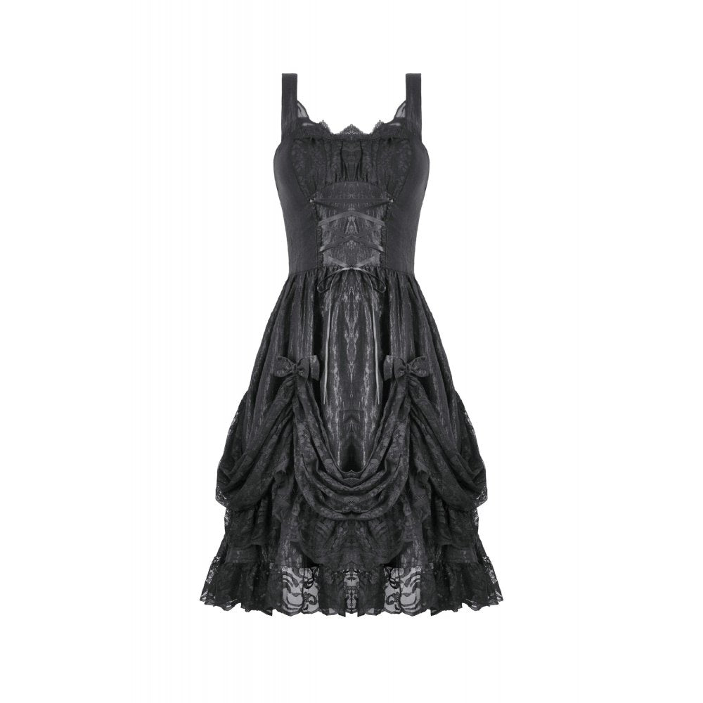 Dark in Love Women's Lolita Dress Shadow Lament Ruched UK 8-18 - QHA UK