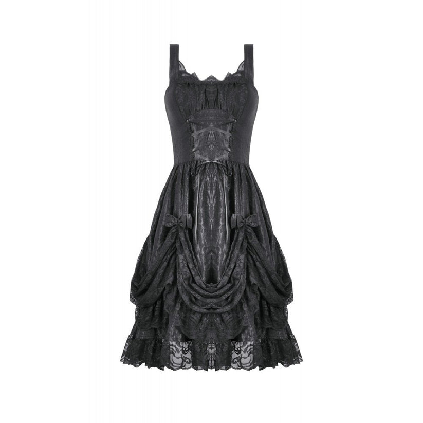 Dark in Love Women's Lolita Dress Shadow Lament Ruched UK 8-18 - QHA UK