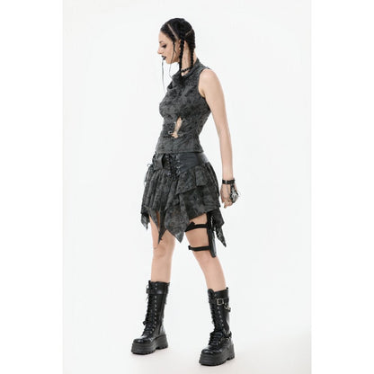 Dark in Love Women's Gothic Vest Top Shredded Butterfly Print Halter - Pattern Detail - QHA UK