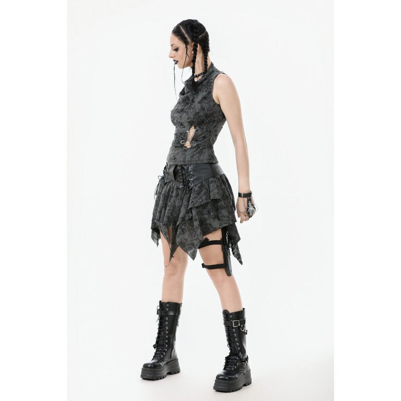 Dark in Love Women's Gothic Vest Top Shredded Butterfly Print Halter - Pattern Detail - QHA UK