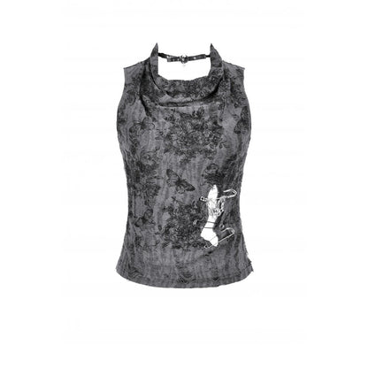 Dark in Love Women's Gothic Vest Top Shredded Butterfly Print Halter - Pattern Detail - QHA UK