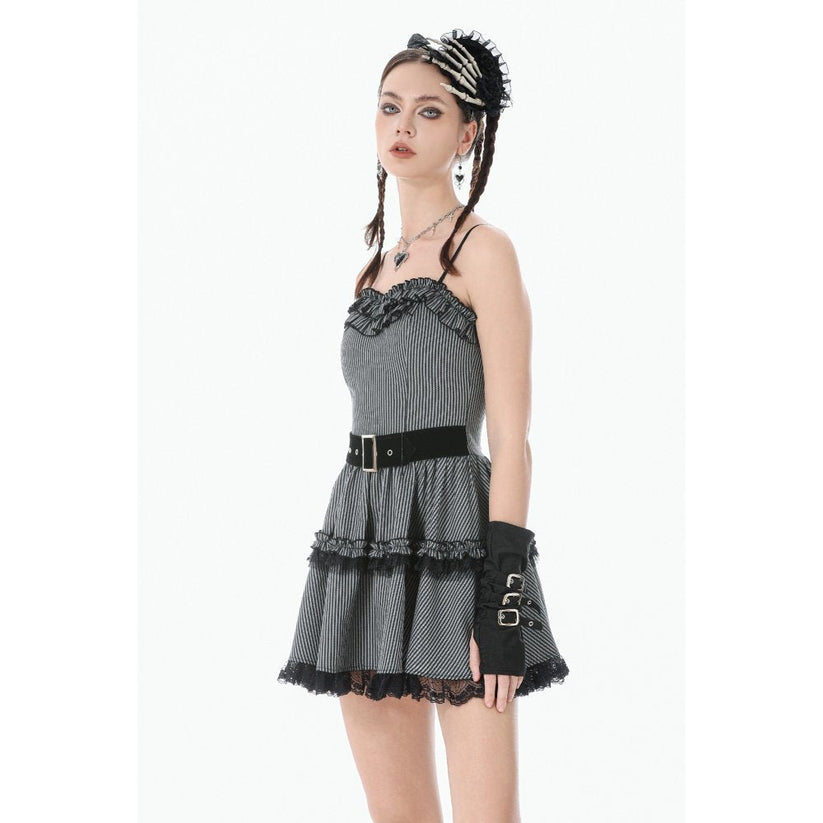 Dark in Love Gothic Mini Dress Striped UK 8-18 - QHA UK