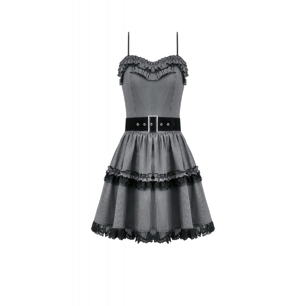 Dark in Love Gothic Mini Dress Striped UK 8-18 - QHA UK