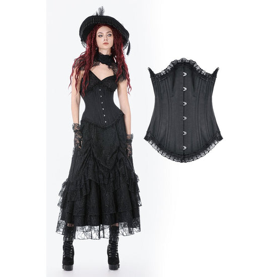 Dark in Love Gothic Corset Talia Longline Metal-Boned UK 8-18 - QHA UK