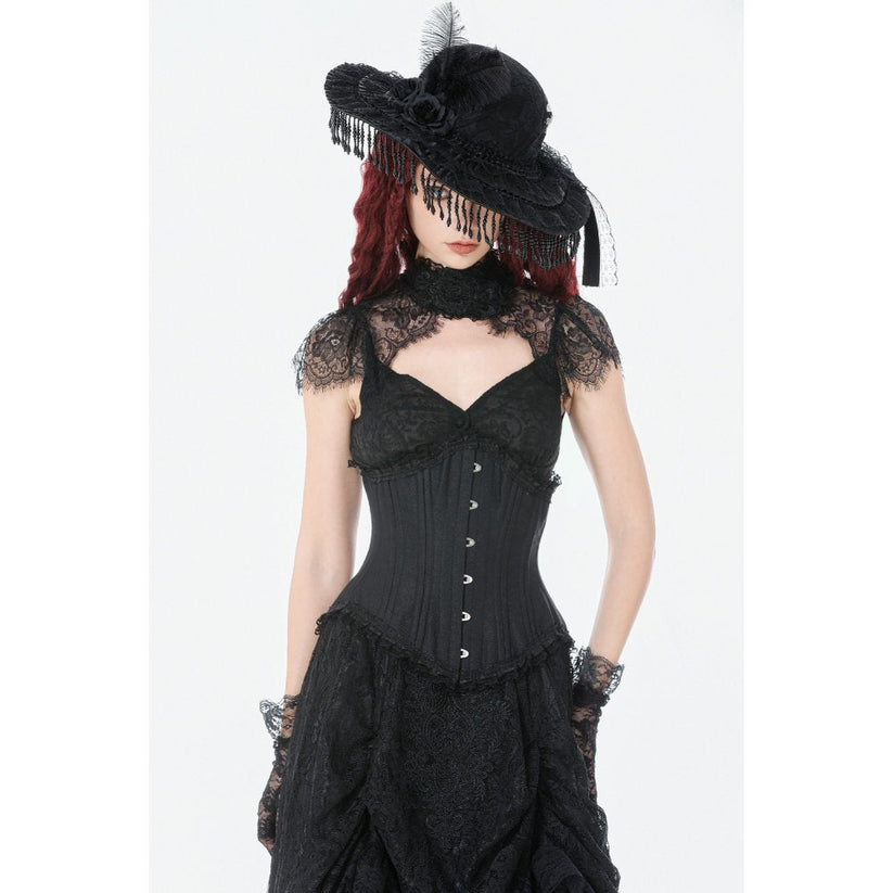 Dark in Love Gothic Corset Talia Longline Metal-Boned UK 8-18 - QHA UK