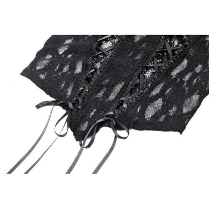 Dark in Love Gothic Top Tamsin Lace V-Neck UK 6-18 - Collar Detail - QHA UK