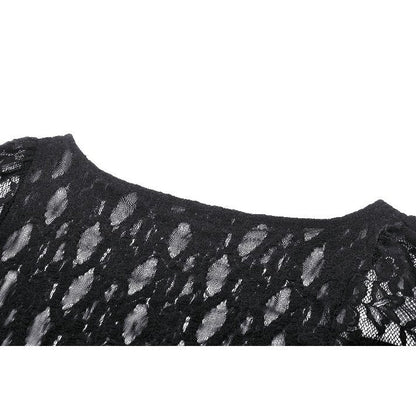 Dark in Love Gothic Top Tamsin Lace V-Neck UK 6-18 - Collar Detail - QHA UK