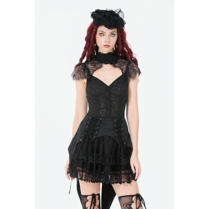 Dark in Love Women's Gothic Skirt Thornspell Layered Lace UK 8-22 - QHA UK