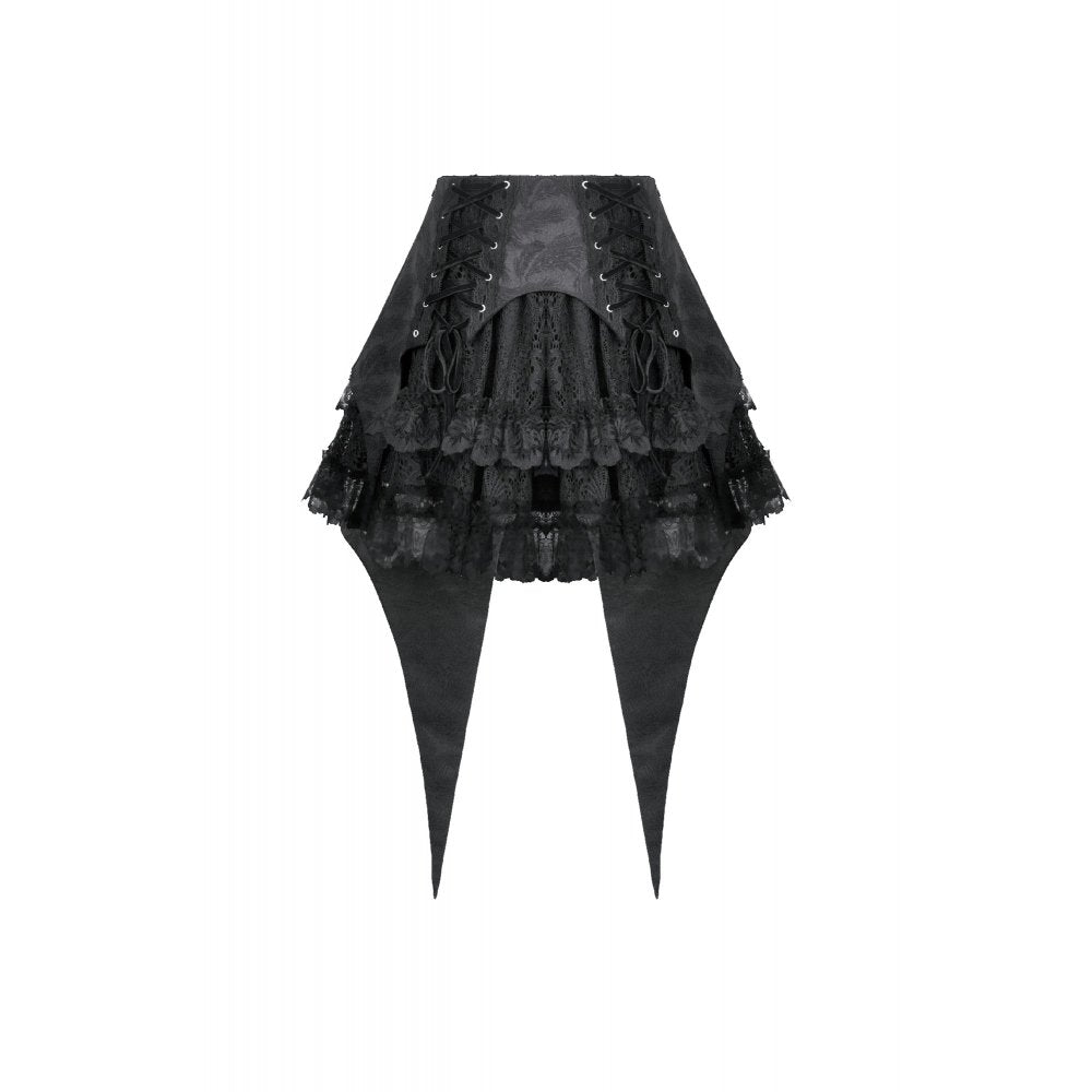 Dark in Love Women's Gothic Skirt Thornspell Layered Lace UK 8-22 - QHA UK