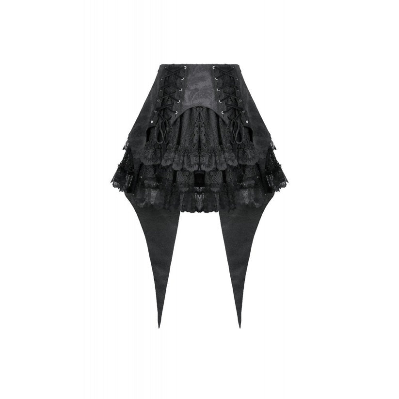 Dark in Love Women's Gothic Skirt Thornspell Layered Lace UK 8-22 - QHA UK