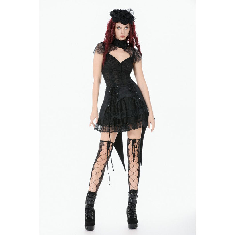 Dark in Love Women's Gothic Skirt Thornspell Layered Lace UK 8-22 - QHA UK