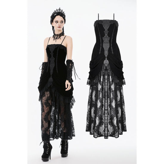 Dark in Love Maxi Dress Vampiress Royal Velvet and Lace UK 8-18 - QHA UK