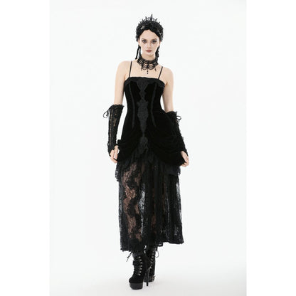 Dark in Love Maxi Dress Vampiress Royal Velvet and Lace UK 8-18 - QHA UK