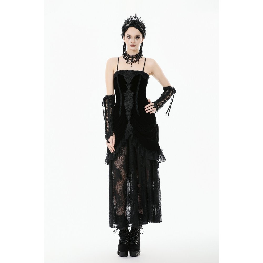 Dark in Love Maxi Dress Vampiress Royal Velvet and Lace UK 8-18 - QHA UK