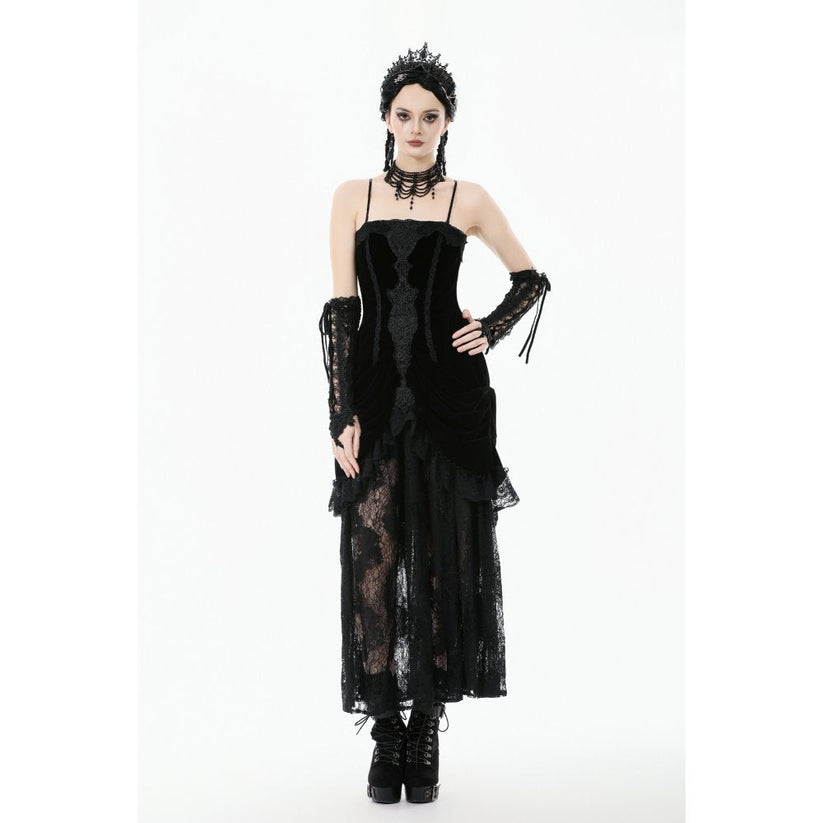 Dark in Love Maxi Dress Vampiress Royal Velvet and Lace UK 8-18 - QHA UK