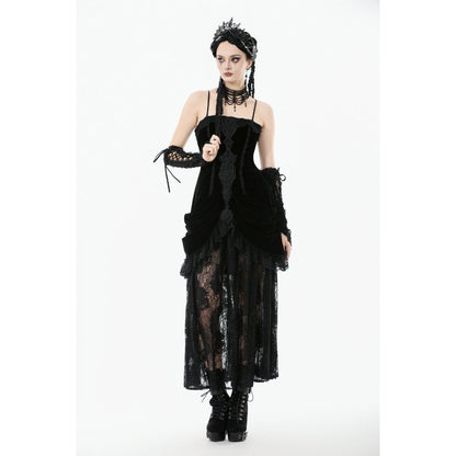 Dark in Love Maxi Dress Vampiress Royal Velvet and Lace UK 8-18 - QHA UK