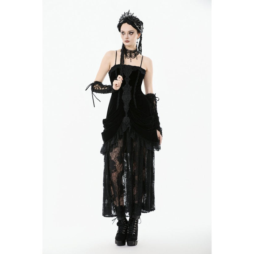 Dark in Love Maxi Dress Vampiress Royal Velvet and Lace UK 8-18 - QHA UK