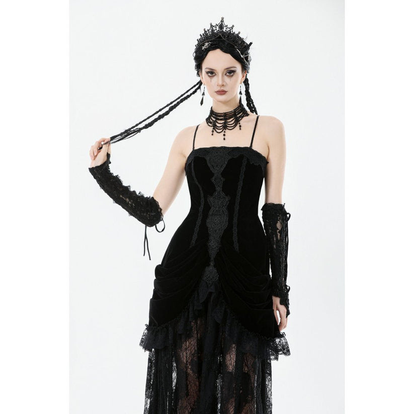 Dark in Love Maxi Dress Vampiress Royal Velvet and Lace UK 8-18 - QHA UK