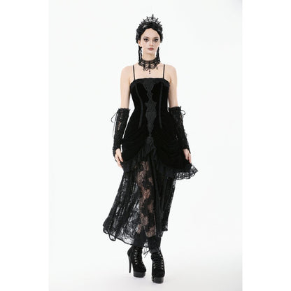 Dark in Love Maxi Dress Vampiress Royal Velvet and Lace UK 8-18 - QHA UK