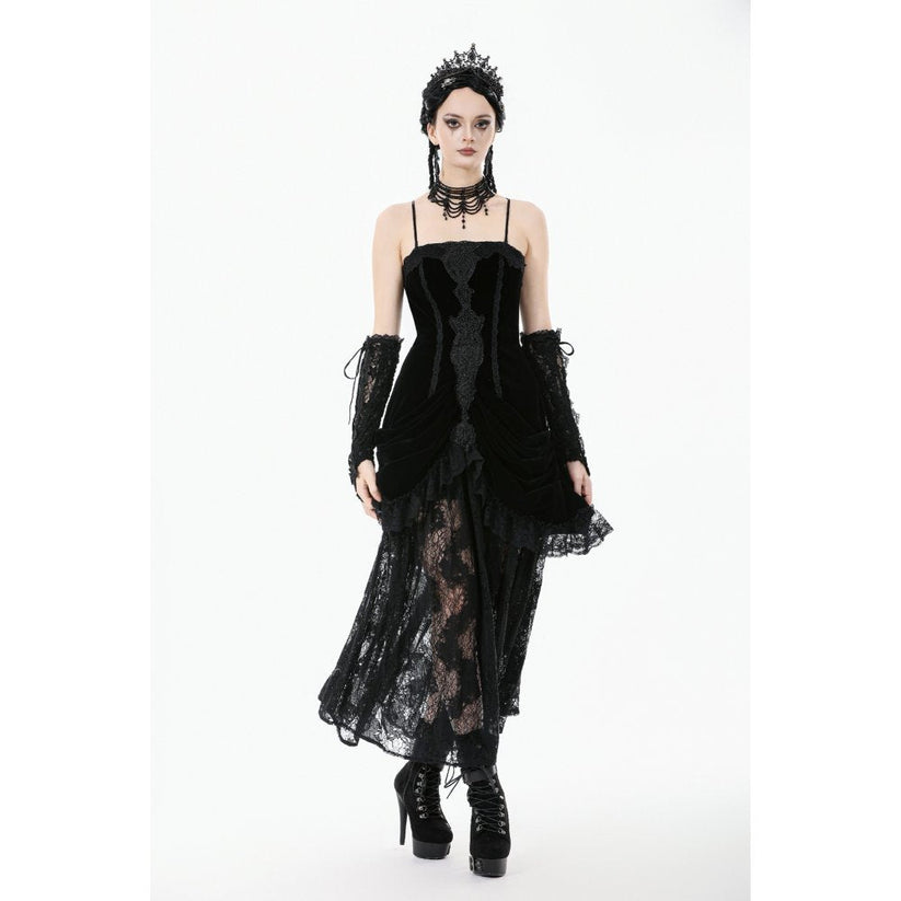 Dark in Love Maxi Dress Vampiress Royal Velvet and Lace UK 8-18 - QHA UK