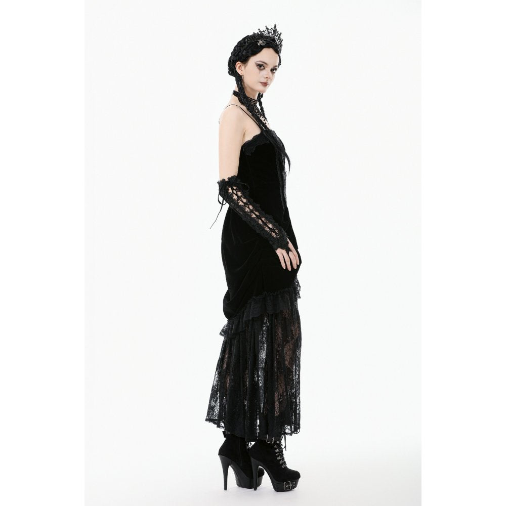 Dark in Love Maxi Dress Vampiress Royal Velvet and Lace UK 8-18 - QHA UK