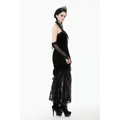 Dark in Love Maxi Dress Vampiress Royal Velvet and Lace UK 8-18 - QHA UK