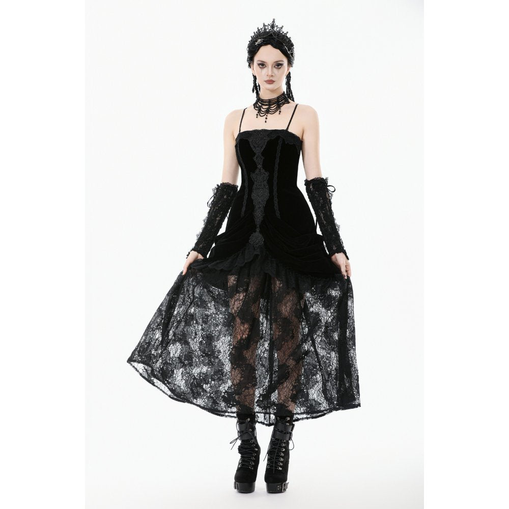 Dark in Love Maxi Dress Vampiress Royal Velvet and Lace UK 8-18 - QHA UK