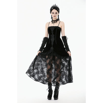 Dark in Love Maxi Dress Vampiress Royal Velvet and Lace UK 8-18 - QHA UK