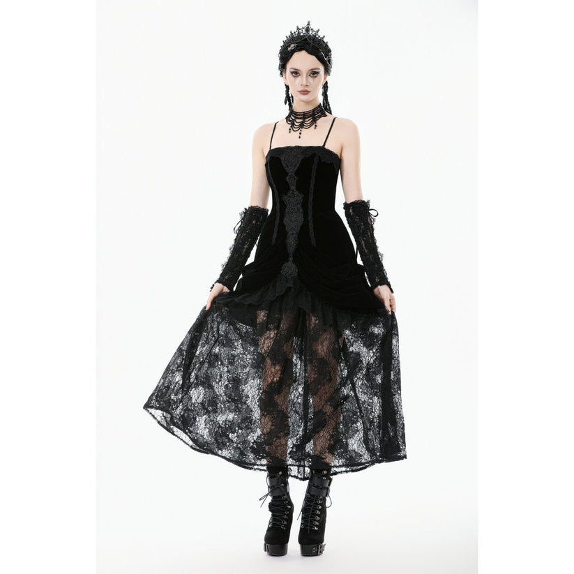 Dark in Love Maxi Dress Vampiress Royal Velvet and Lace UK 8-18 - QHA UK