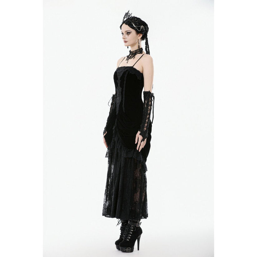Dark in Love Maxi Dress Vampiress Royal Velvet and Lace UK 8-18 - QHA UK