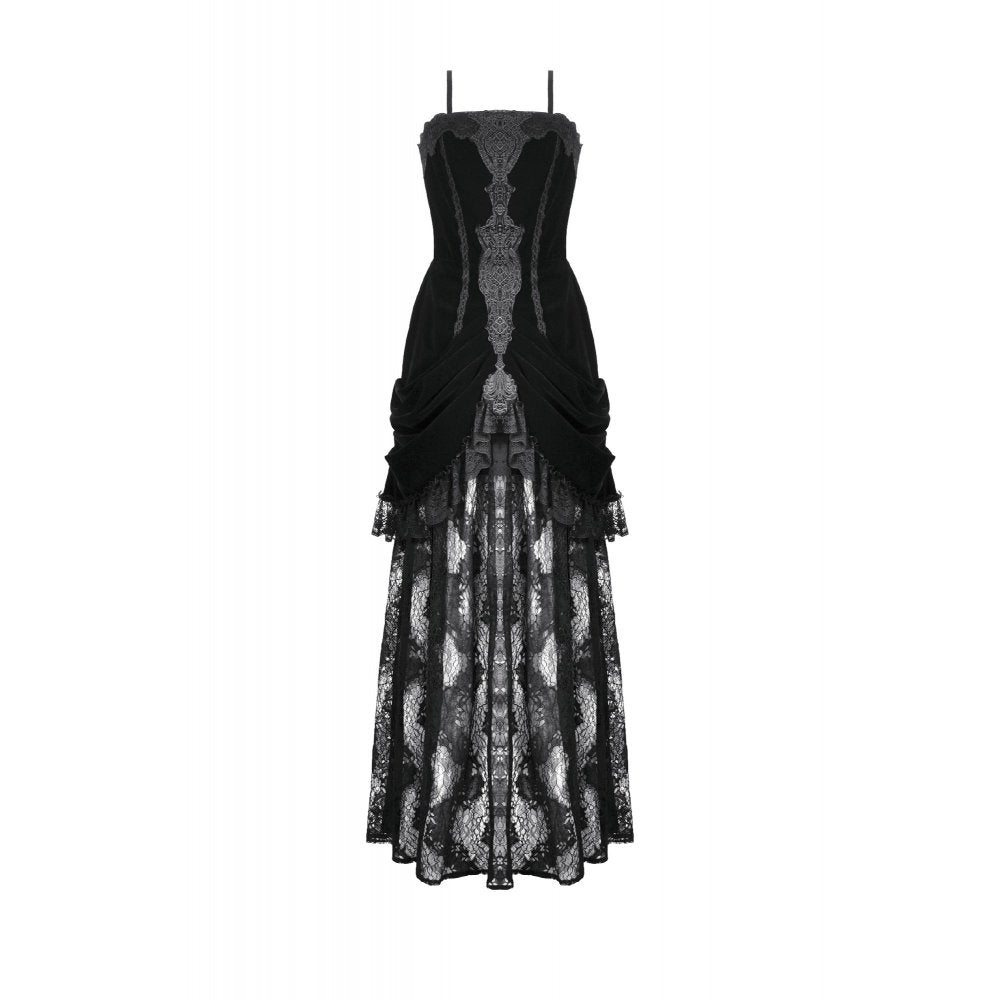 Dark in Love Maxi Dress Vampiress Royal Velvet and Lace UK 8-18 - QHA UK