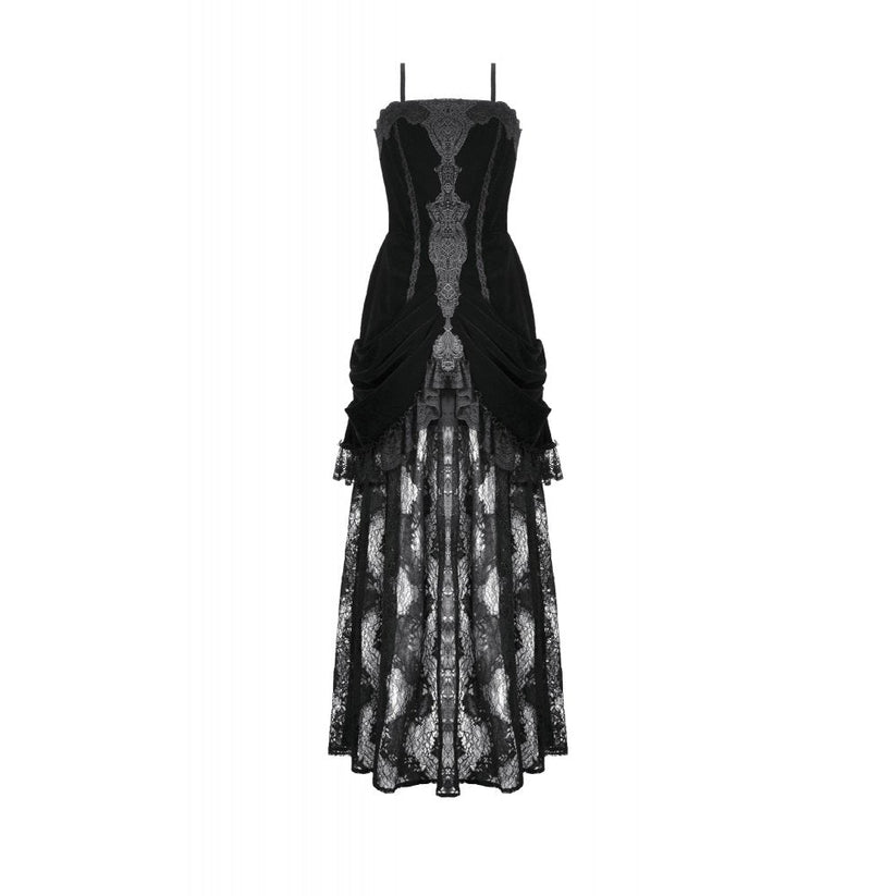 Dark in Love Maxi Dress Vampiress Royal Velvet and Lace UK 8-18 - QHA UK