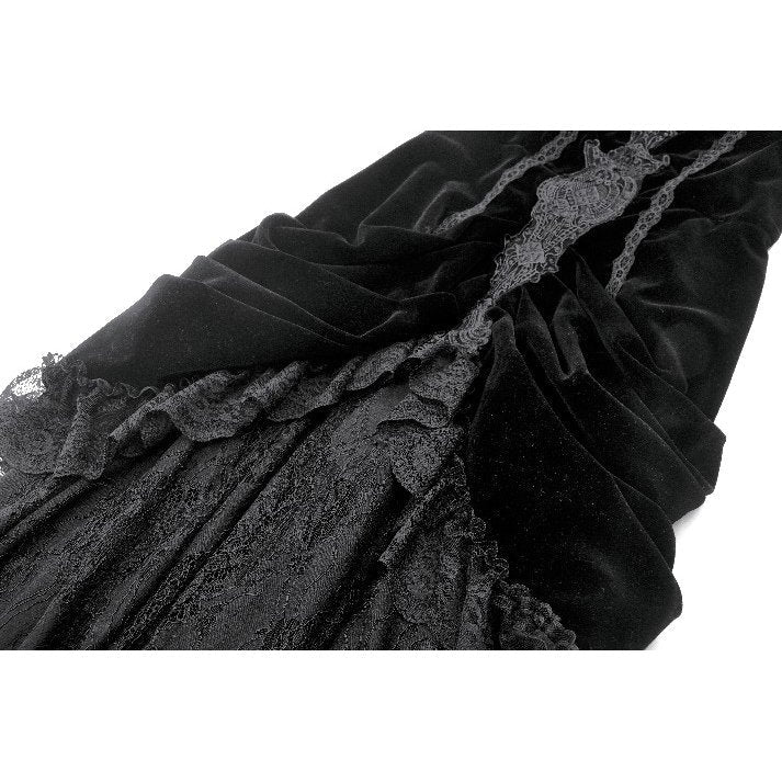 Dark in Love Maxi Dress Vampiress Royal Velvet and Lace UK 8-18 - QHA UK