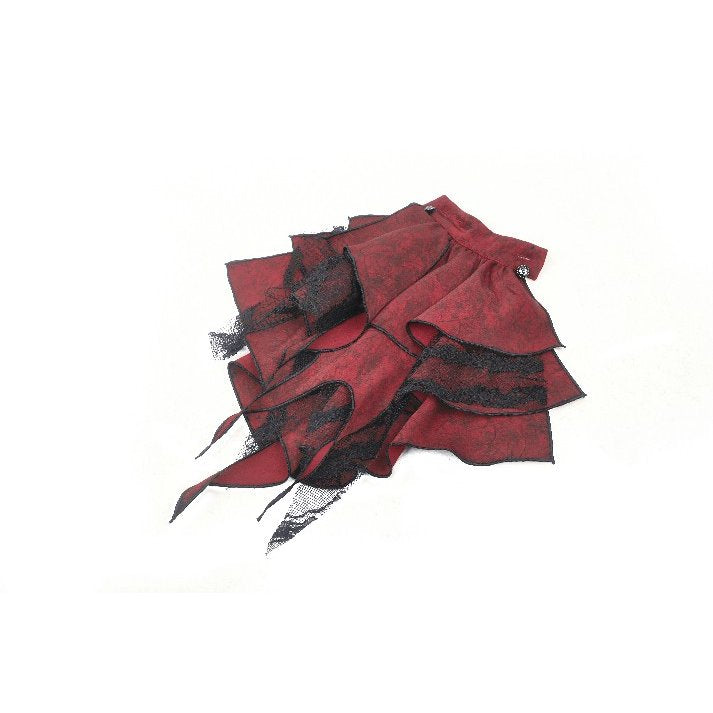 Dark in Love Blouse Vampiretta Red Distressed Effect Frilly UK 8-18 - QHA UK