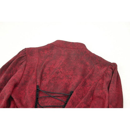 Dark in Love Blouse Vampiretta Red Distressed Effect Frilly UK 8-18 - QHA UK
