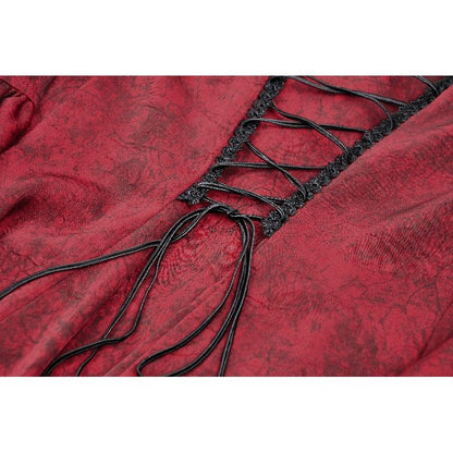 Dark in Love Blouse Vampiretta Red Distressed Effect Frilly UK 8-18 - QHA UK