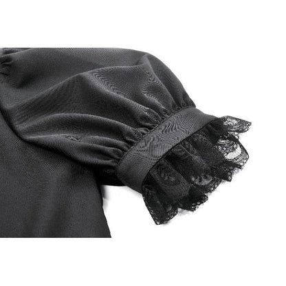 Dark in Love Women's Gothic Blouse Viktoria Lace Ruffle Black UK 8-18 - QHA UK