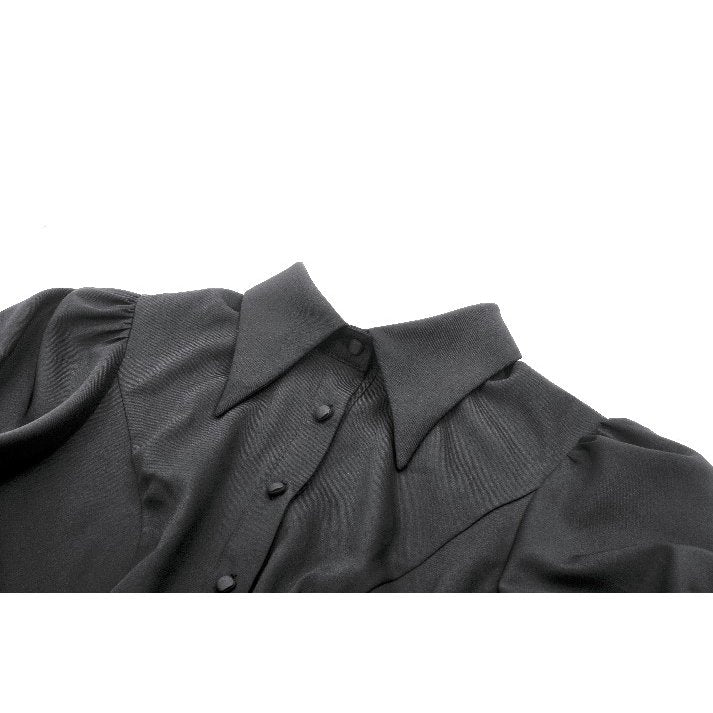 Dark in Love Women's Gothic Blouse Viktoria Lace Ruffle Black UK 8-18 - QHA UK