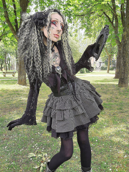Dark in Love Vintage Dress Striped Ruffle Tier UK 8-22 - QHA UK