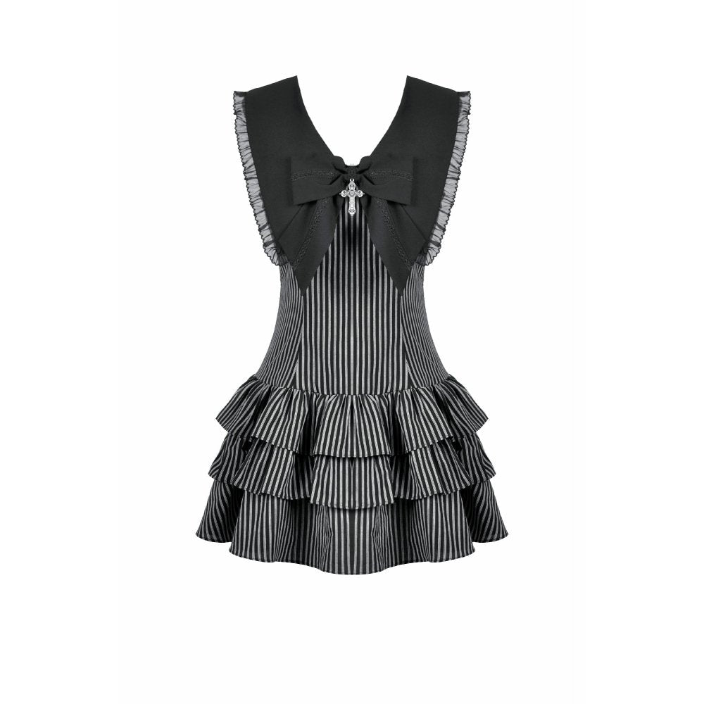Dark in Love Vintage Dress Striped Ruffle Tier UK 8-22 - QHA UK