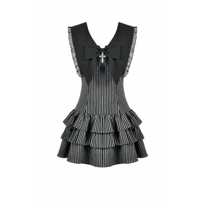 Dark in Love Vintage Dress Striped Ruffle Tier UK 8-22 - QHA UK