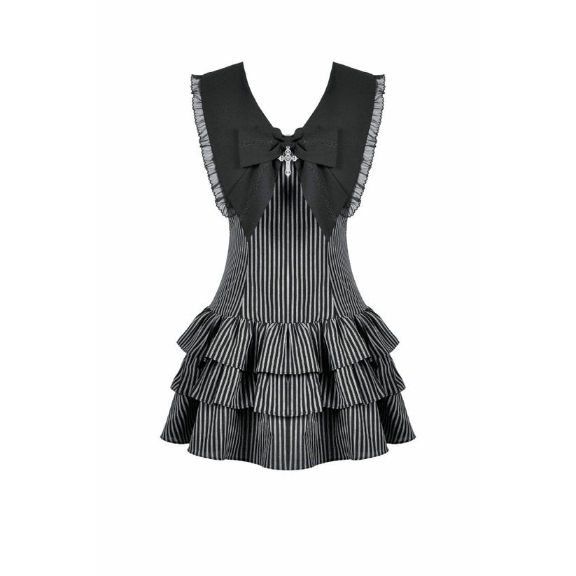 Dark in Love Vintage Dress Striped Ruffle Tier UK 8-22 - QHA UK