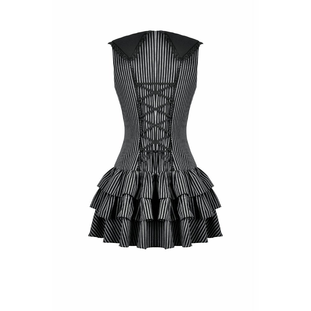 Dark in Love Vintage Dress Striped Ruffle Tier UK 8-22 - QHA UK
