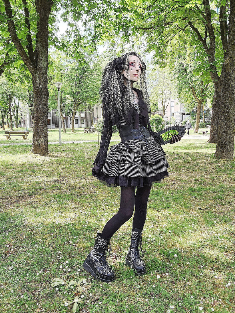 Dark in Love Vintage Dress Striped Ruffle Tier UK 8-22 - QHA UK