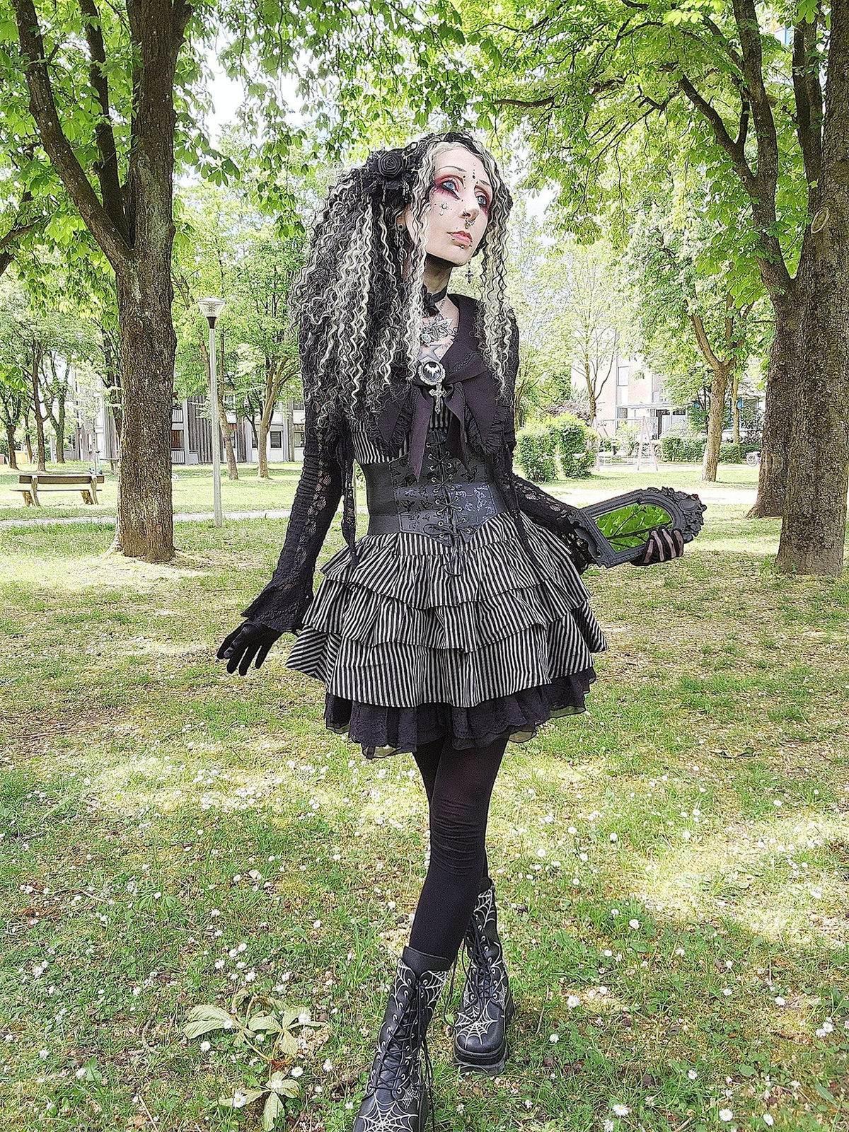 Dark in Love Vintage Dress Striped Ruffle Tier UK 8-22 - QHA UK
