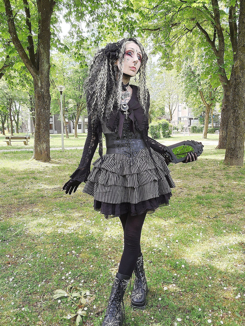 Dark in Love Vintage Dress Striped Ruffle Tier UK 8-22 - QHA UK