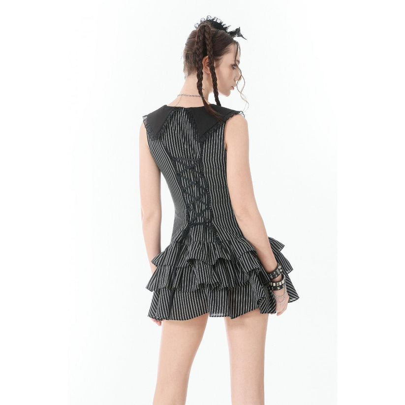 Dark in Love Vintage Dress Striped Ruffle Tier UK 8-22 - QHA UK