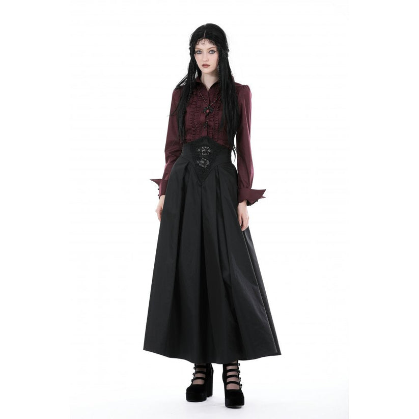 Dark in Love Women's Maxi Skirt Delora High-Waist UK 8-18 - Waistband Detail - QHA UK